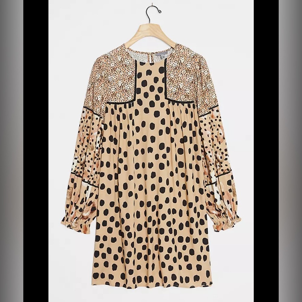 Conditions Apply Anthropologie brown and black polka dot dress size XS
